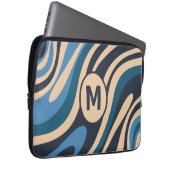 Wavy Loops Retro Abstraktes Muster Initial Blue Laptopschutzhülle (Vorne Rechts)