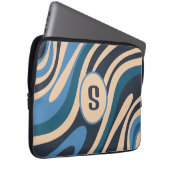 Wavy Loops Retro Abstraktes Muster Initial Blue Laptopschutzhülle (Vorne Rechts)