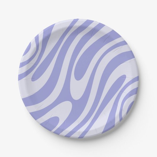 Wavy Loops Retro Abstraktes Muster Licht Lila Pappteller (Vorderseite)
