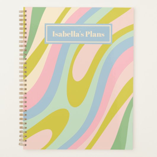Wavy Loops Retro Abstraktes Muster Pastell Planer (Vorderseite)