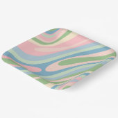 Wavy Loops Retro Abstraktes Muster Pastellfarben B Pappteller (Gewinkelt)