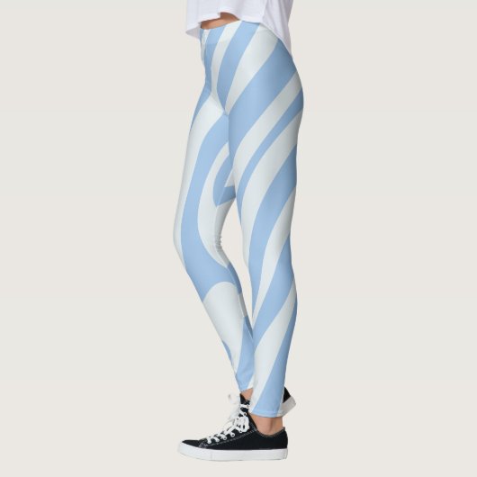 Wavy Loops Retro Abstraktes Pattern Pulver Blau Leggings (Links)