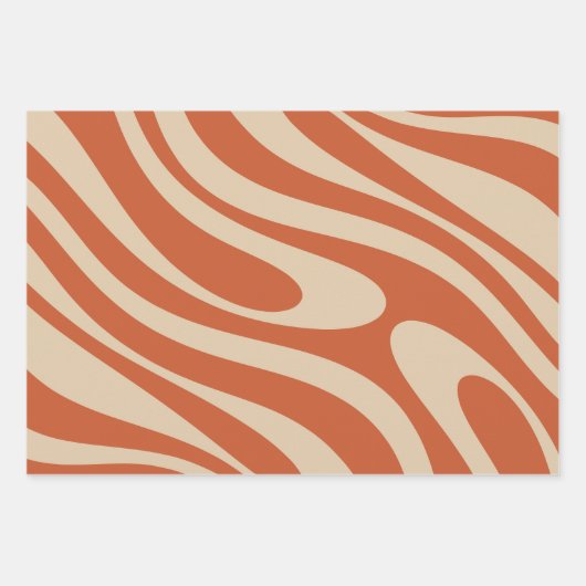 Wavy Loops Retro Boho Abstraktes Muster Geschenkpapier Set (Vorderseite 3)