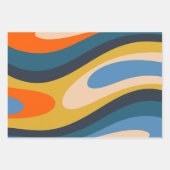 Wavy Loops Retro Moderne Abstrakte mehrfarbige Sch Geschenkpapier Set (Vorderseite 3)