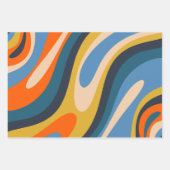 Wavy Loops Retro Moderne Abstrakte mehrfarbige Sch Geschenkpapier Set (Vorderseite 2)