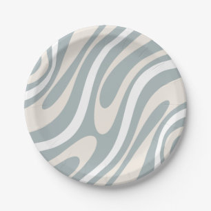 Wavy Loops Retro Modernes Abstraktes Muster Pappteller