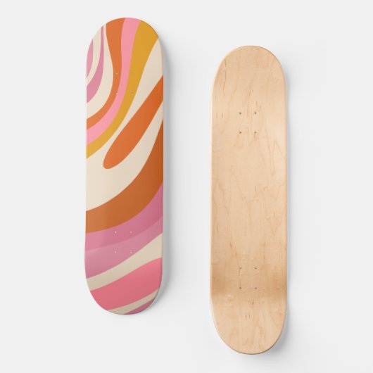 Wavy Loops Trendy Whimsical Abstrakt Pattern Skateboard (Vorderseite)