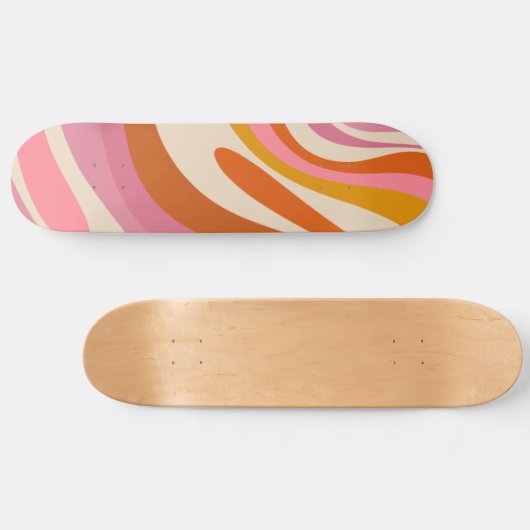 Wavy Loops Trendy Whimsical Abstrakt Pattern Skateboard (Horizontal)