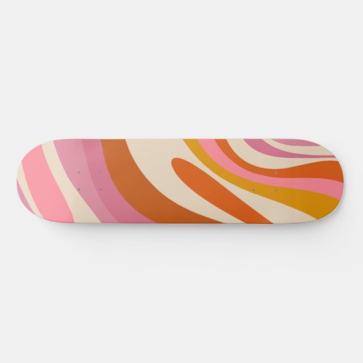 Wavy Loops Trendy Whimsical Abstrakt Pattern Skateboard (Horizontal)
