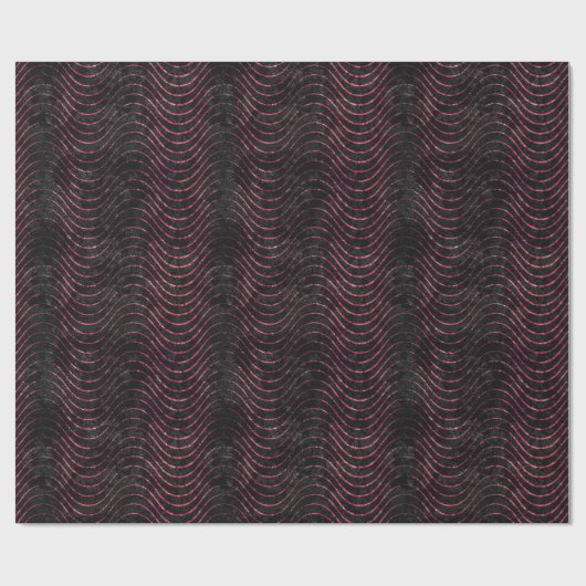 Wavy Luxus Schwarz und Rosa Glitzer Geschenkpapier (Flach)