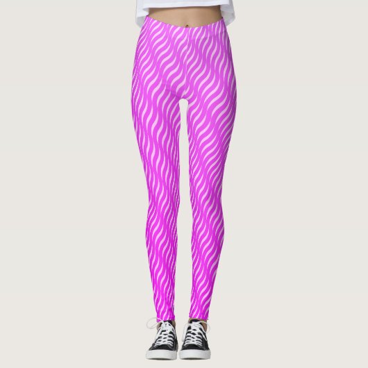 Wavy Magic Lila Maze Lines Nahtloses Muster Leggings (Vorderseite)