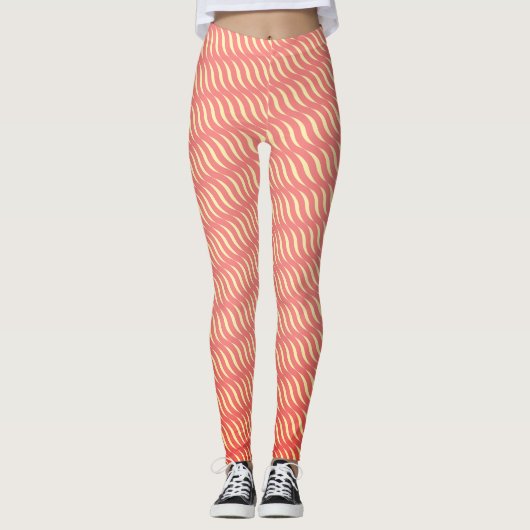 Wavy Magical Inclated Rose Lines Nahtloses Muster Leggings (Vorderseite)
