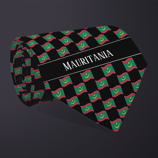 Wavy Mauritania Flag Pattern Krawatte