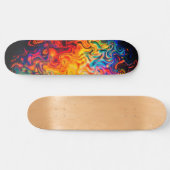 Wavy mehrfarbige Flammen Abstrakter Farbfarbe  Skateboard (Horizontal)