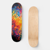 Wavy mehrfarbige Flammen Abstrakter Farbfarbe  Skateboard (Vorderseite)