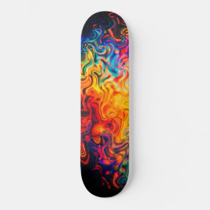 Wavy mehrfarbige Flammen Abstrakter Farbfarbe Skateboard