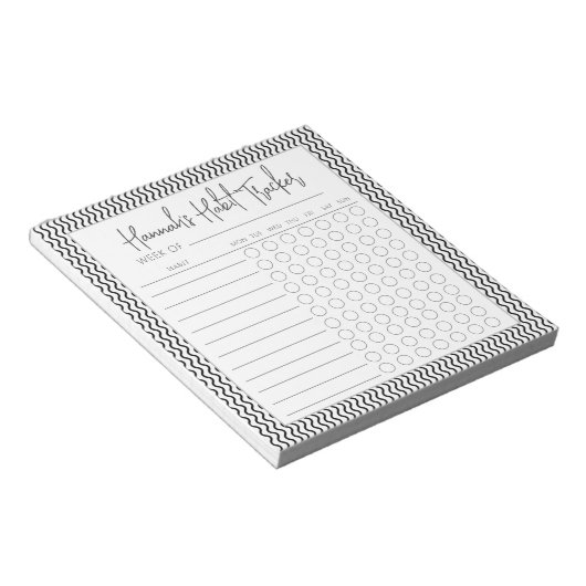 Wavy Minimal Script Habit Tracker Notepad Notizblock (angewinkelt)