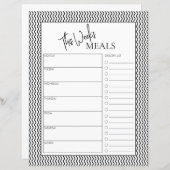 Wavy Minimal Script Text Weekly Meal Planner (Vorne/Hinten)