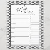 Wavy Minimal Script Text Weekly Meal Planner (Vorderseite)