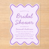 Wavy Modern Curvy Bold Light Lila Brautparty Acryleinladungen (Vorderseite)