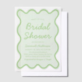 Wavy Modern Curvy Bold Lime Green Brautparty Pergament Einladungen (Versetzt)