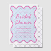 Wavy Modern Curvy Bold Pink und Blue Brautparty Pergament Einladungen (Versetzt (Einladung))