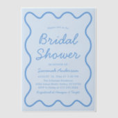 Wavy Modern Curvy Retro Dusty Blue Brautparty Pergament Einladungen (Vorderseite)