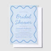 Wavy Modern Curvy Retro Dusty Blue Brautparty Pergament Einladungen (Versetzt)