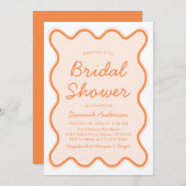 Wavy Modern Curvy Retro Peach Fuzz Brautparty Einladung (Vorne/Hinten)