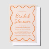 Wavy Modern Curvy Retro Peach Fuzz Brautparty Pergament Einladungen (Versetzt)