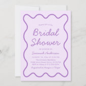 Wavy Modern Curvy Squiggle Lila Brautparty Einladung (Vorderseite)