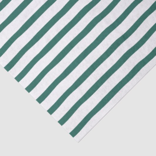 Wavy Modern Minimal Green & White Stripe Muster Seidenpapier (Ausschnitt)