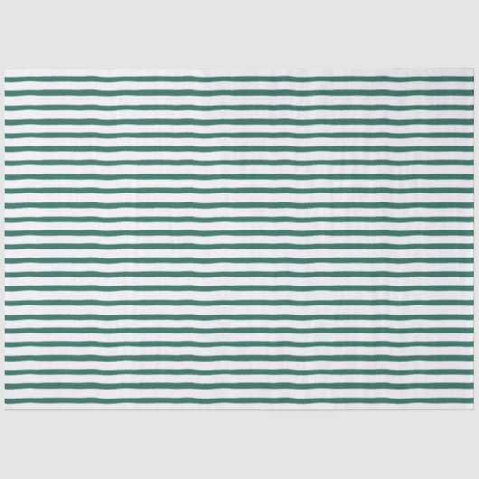 Wavy Modern Minimal Green & White Stripe Muster Seidenpapier (Vorderseite)