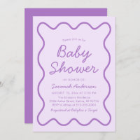 Wavy Moderne Curvy Bold Retro Lila Babydusche