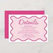Wavy Moderne Curvy Bold Retro Rosa Hochzeitsdetail Einladung (Vorne/Hinten)