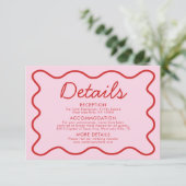 Wavy moderne, kurvenreiche Retro Rosa Rosa Hochzei Einladung (Stehend Vorderseite)