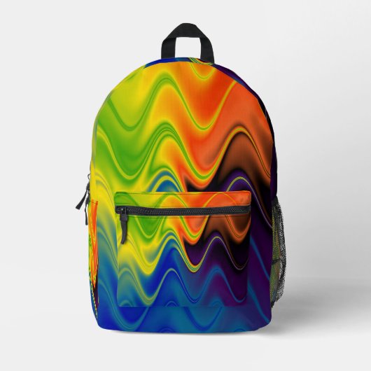 Wavy Multicolor Abstrakt Bedruckter Rucksack (Vorderseite)