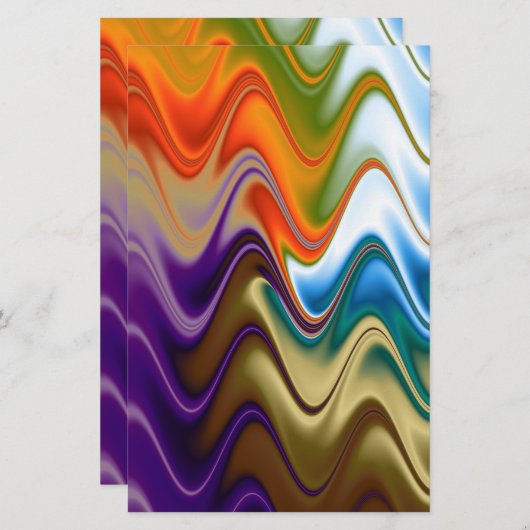 Wavy Multicolor Abstrakt Briefpapier (Vorne/Hinten)