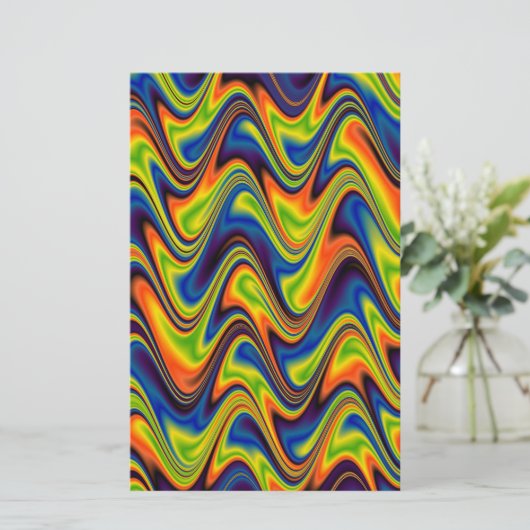 Wavy Multicolor Abstrakt Briefpapier (Stehend Vorderseite)