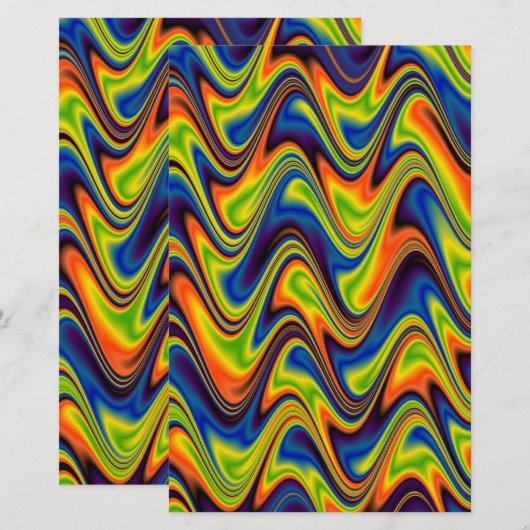 Wavy Multicolor Abstrakt Briefpapier (Vorne/Hinten)