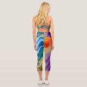Wavy Multicolor Abstrakt Capri Leggings (Rückseite)
