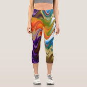 Wavy Multicolor Abstrakt Capri Leggings (Vorderseite)