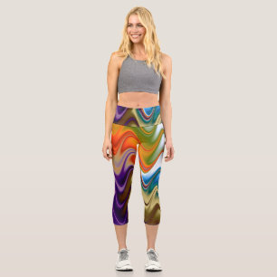 Wavy Multicolor Abstrakt Capri Leggings