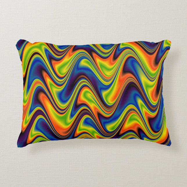 Wavy Multicolor Abstrakt Dekokissen (Vorderseite)
