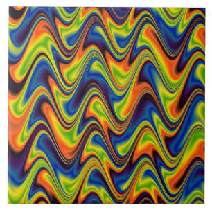 Wavy Multicolor Abstrakt Fliese