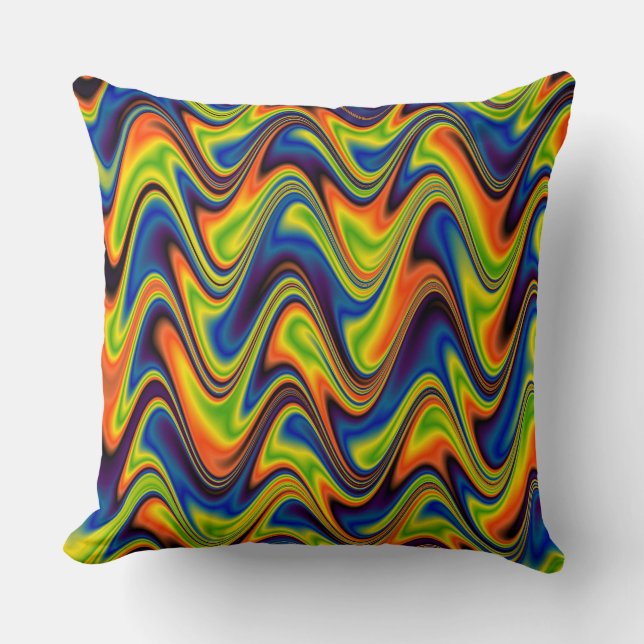 Wavy Multicolor Abstrakt Kissen (Vorderseite)