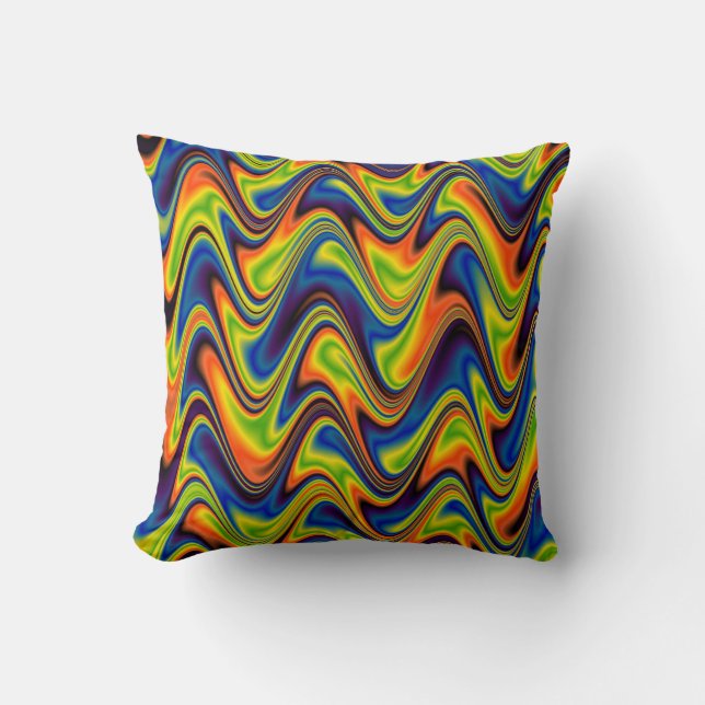 Wavy Multicolor Abstrakt Kissen (Vorderseite)