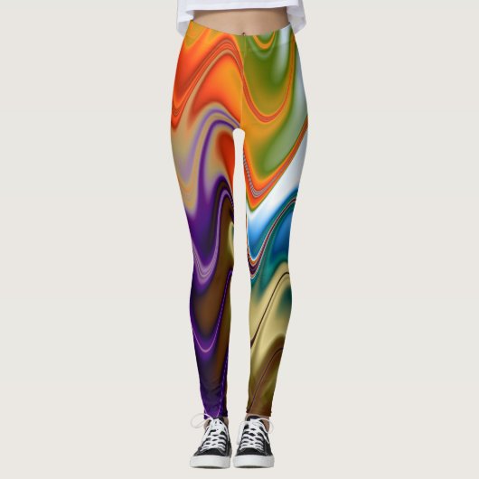 Wavy Multicolor Abstrakt Leggings (Vorderseite)