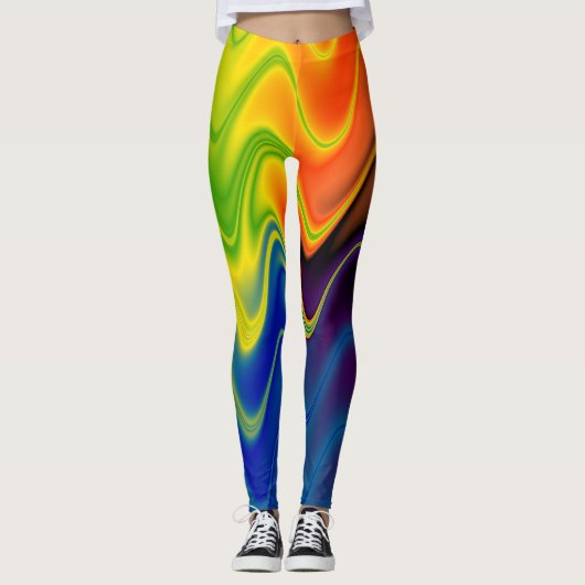 Wavy Multicolor Abstrakt Leggings (Vorderseite)