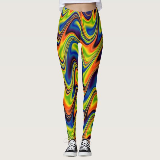 Wavy Multicolor Abstrakt Leggings (Vorderseite)